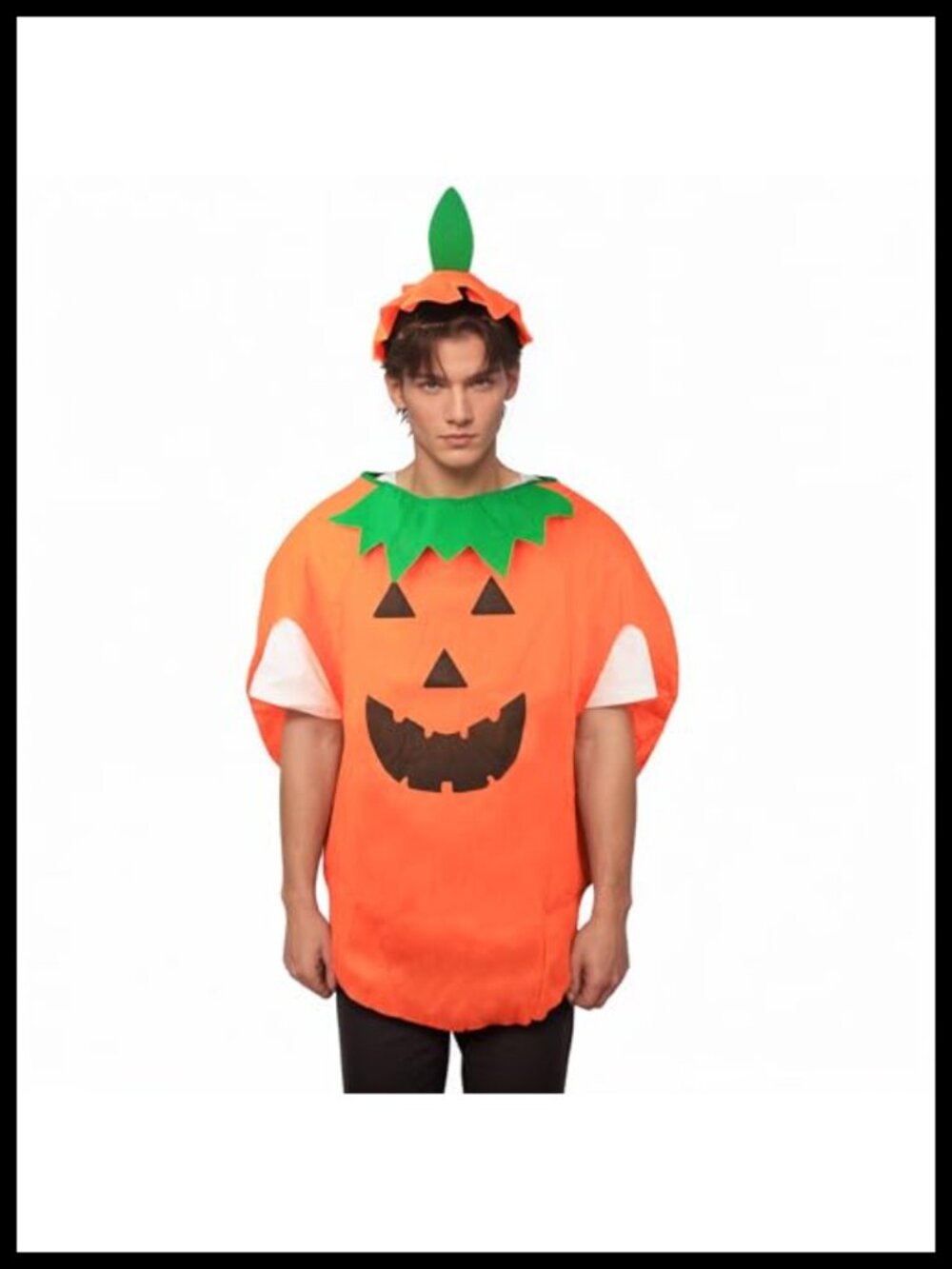 Pumpkin Halloween Costume Set One-Piece Suit with Hat Unisex Adult Cosplay